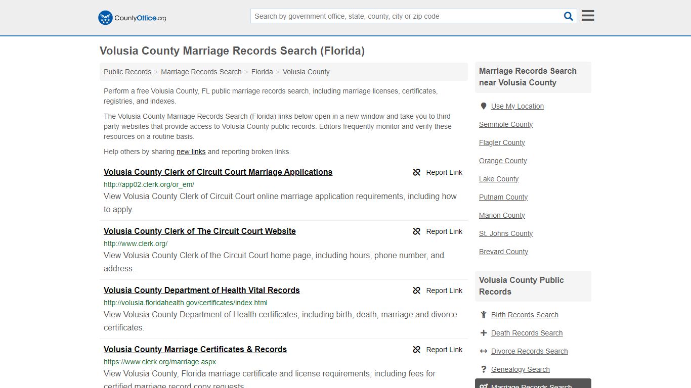 Volusia County Marriage Records Search (Florida) - County Office