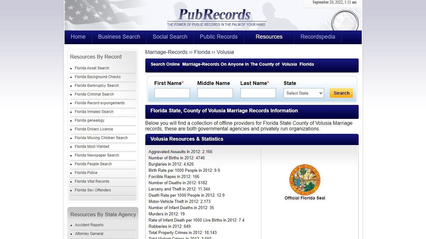 Volusia County, Florida Marriage Records - Pubrecords.com