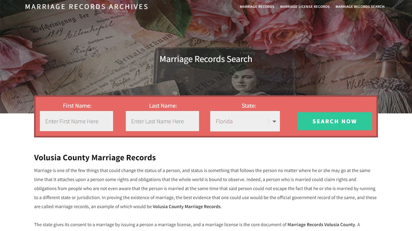 Volusia County Marriage Records